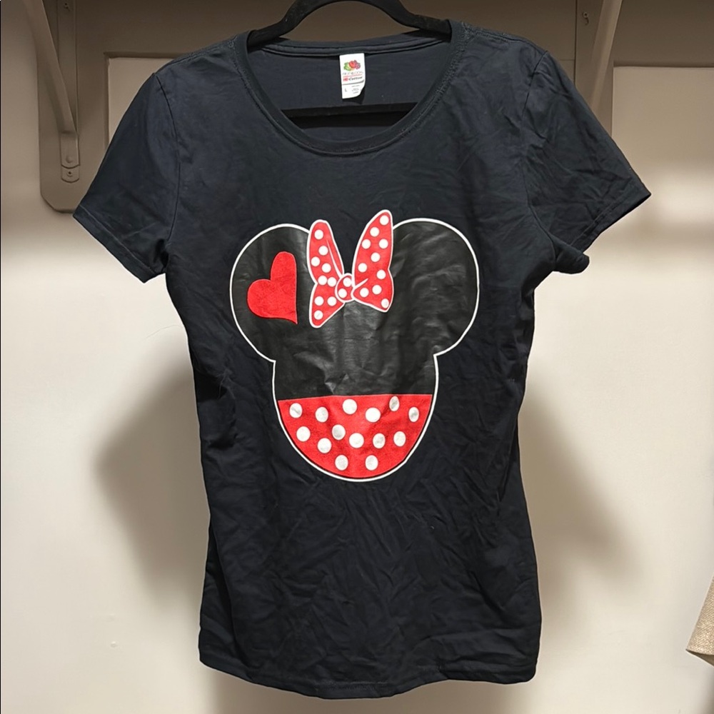Disney Black and Red Short Sleeve Tee with Minnie Design